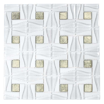 Water Jet 11-4/5 x 11-4/5 Glass Tile in Modern Royalty