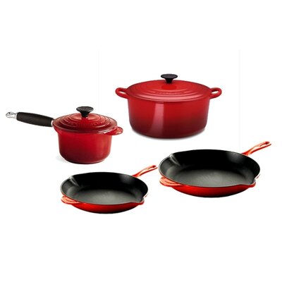 Expanded Enameled Cast Iron 6-Piece Cookware Set Color: Cherry Red