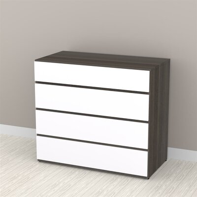 Allure 4 Drawer Chest in White and Ebony