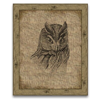 A Rustic Retreat Owl on Antique Linen Wall Art