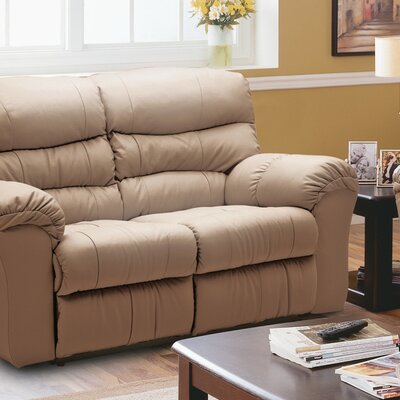 Durant Leather Reclining Loveseat Type: Manual Recline, Color: Broadway Alabaster