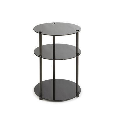 Convenience Concepts Midnight Classic Black Glass 3-Tier Round Table