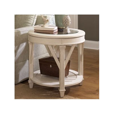 Hammary Promenade Round End Table in Antique Linen