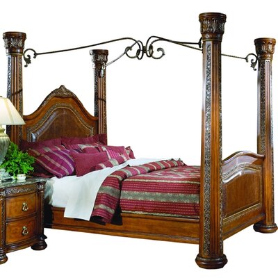 851 Series Leather Canopy Bed Size: Queen
