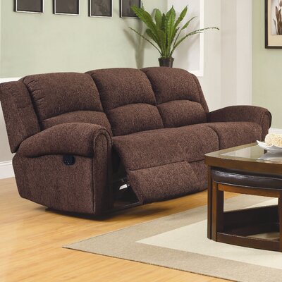 Esther Chenille Reclining Sofa Color: Dark Brown
