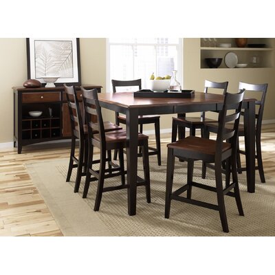 A-America Bristol Point 7 Piece Butterfly Gathering Dining Room Set in Oak and Espresso Best Price