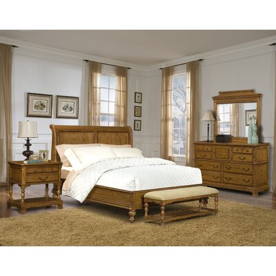 Kingston Sleigh Bedroom Set in Antique Oak