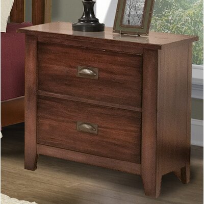 Kettle Falls Two Drawer Nightstand in Distressed Dark Mahogany
