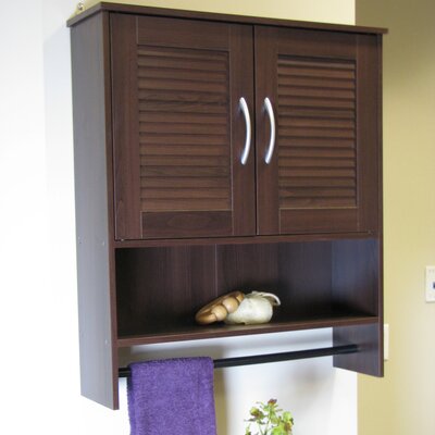 4D Concepts Espresso Bathroom Wall Cabinet with Two Louvered Doors