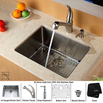 Kraus Stainless Steel Undermount Kitchen Sink, Faucet and Dispenser