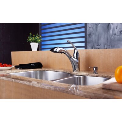 Kraus 32 Undermount 70/30 Double Bowl Kitchen Sink with 11 Faucet and Soap Dispenser