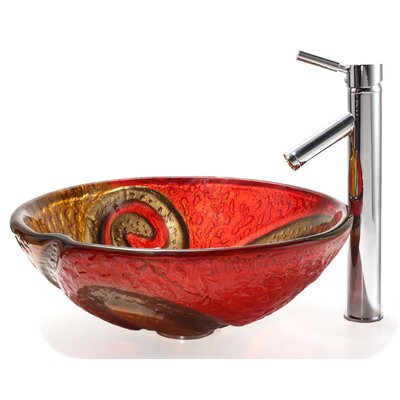 Kraus Copper Snake Glass Vessel Sink and Sheven Faucet
