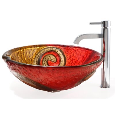 Kraus Copper Snake Glass Vessel Sink and Ramus Faucet