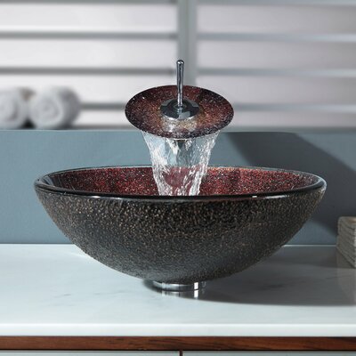 Kraus Callisto Glass Vessel Sink and Waterfall Faucet