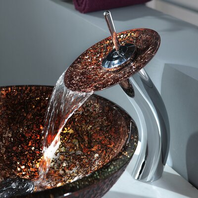 Kraus Venus Glass Vessel Sink and Waterfall Faucet