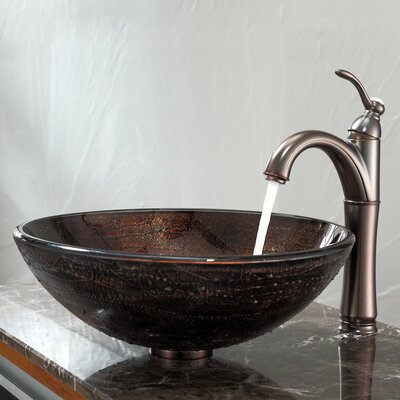 Kraus Copper Illusion Glass Vessel Sink and Riviera Faucet