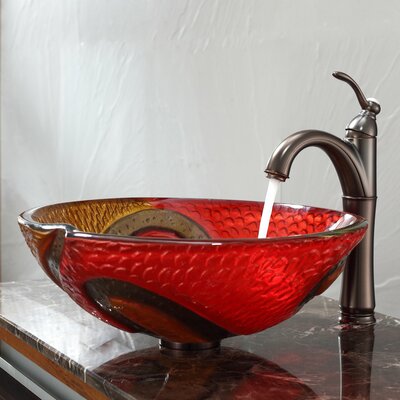 Kraus Copper Snake Glass Vessel Sink and Riviera Faucet