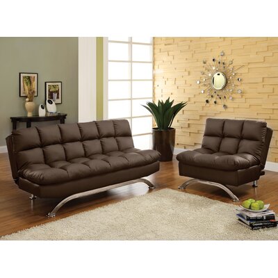 Aristo Bi-Cast Leather Convertible Sofa and Chair Set Color: Dark Espresso