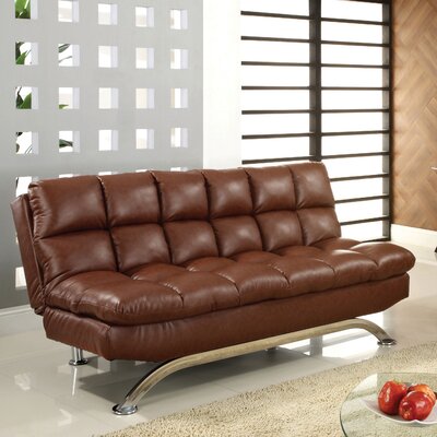 Aristo Bi-Cast Leather Convertible Sofa Color: Reddish Brown