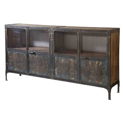 12326 Irene Large Console 4 Mirrored & Woven