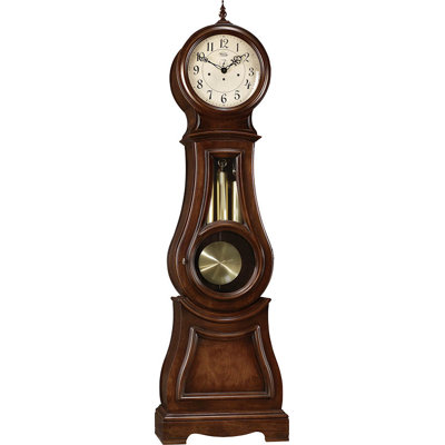 Wood Floor Clock with Aged Look Dial and Top Finial - Sasha