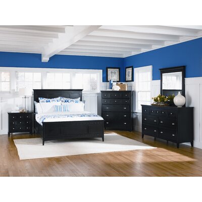 South 4 Piece Hampton Panel Bedroom Set with Storage Drawers in Black