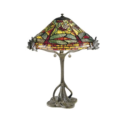 Tiffany Dragonfly Lamps on Dale Tiffany Floral Dragonfly Three Light Table Lamp In Antique Bronze