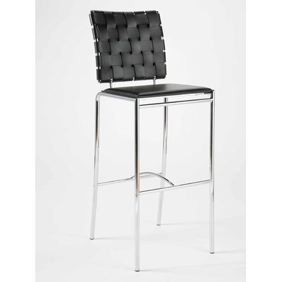 ItalModern 02431 Carlsen Bar Chair Set of 2- Black-Chrome