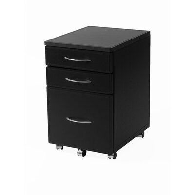 Euro Style Laurence High File Cabinet, Black Leather - 27811