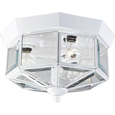Hexagonal Beveled Glass 3 Light Flush Mount Finish: White