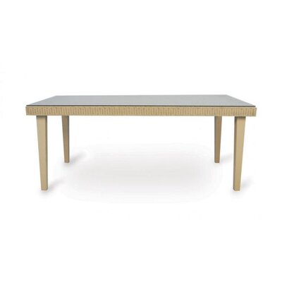 Hamptons Rectangular Wicker Top Dining Table with Lay on Glass Finish: Andiron