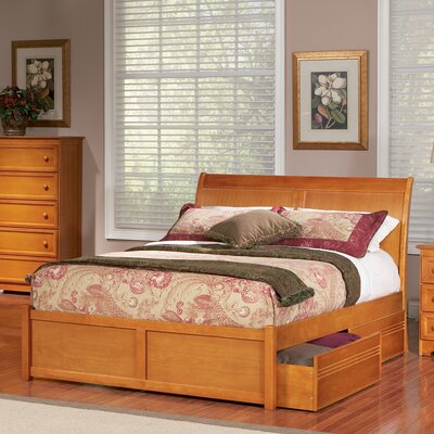 Bordeaux Platform Bed with Flat Panel Drawers in Caramel Latte Size: Full