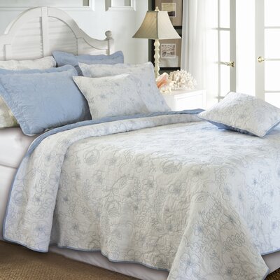 Greenland Home Fashions Hibiscus Winter Sky King Quilt Set