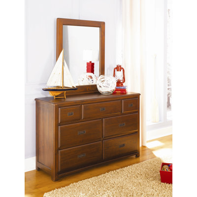 Dillon Dresser and Mirror Set in Distressed Brown Cherry