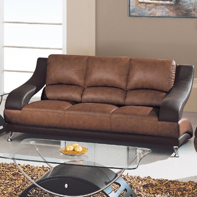 Global Furniture 982 Leather Sofa in Brown/Dark Brown