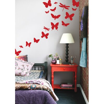 ferm Living 202204 WallStickers Butterflies red