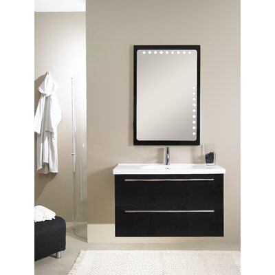 Fly FL7 40.1 Wall Mounted Bathroom Vanity Set Finish: Glossy Black