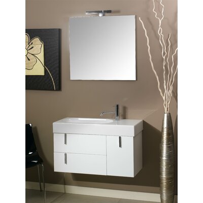 Enjoy NE1 34.9 Wall Mounted Bathroom Vanity Set Finish: Glossy Black