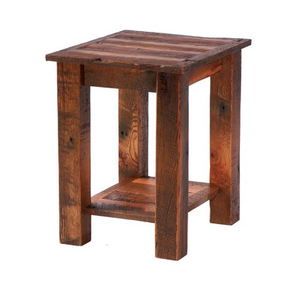 Reclaimed Barnwood Nightstand Features / Leg Style: Enclosed / Hickory Trim