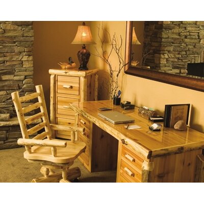 Traditional Cedar Log Executive Writing Desk and Chair Set
