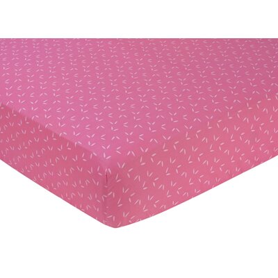 Sweet JoJo Designs Pink Happy Owl Mini Leaf Print Fitted Crib Sheet