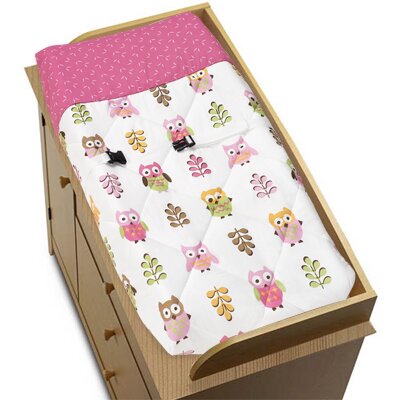 Sweet JoJo Designs Pink Happy Owl Changing Pad Cover