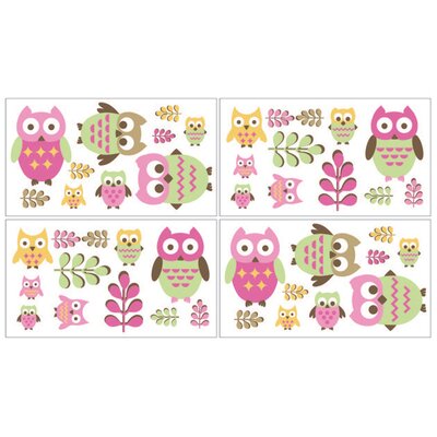 Sweet Jojo Designs Owl Pink Collection Wall Decal Stickers