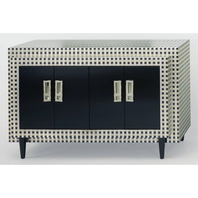 Four Door Cabinet in Black Almond and Silver