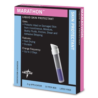 Medline MSC093005 Marathon Liquid Skin Protectant 0.5 g Applicator Box Of 10 Applicators