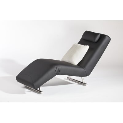 Leather Chaise on Chintaly Derby Bonded Leather Chaise Lounge In Black