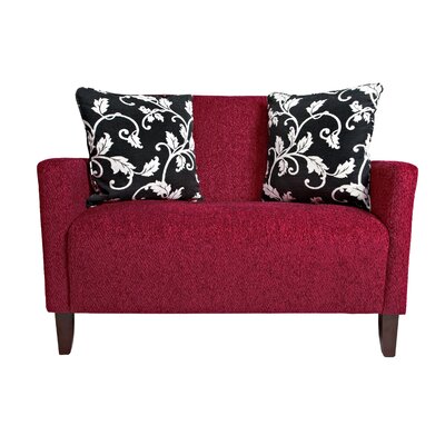angelo: HOME Sutton Loveseat Bixby Cherry with Black and White Vine Pillows