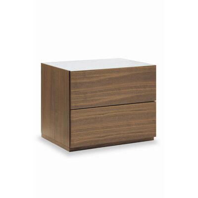 City Nightstand Frame/Drawers: Wenge, Top: Frosted Coffee Glass