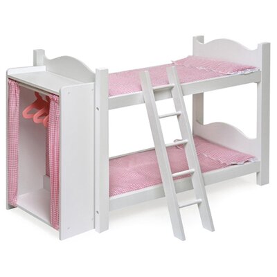 Doll Beds   Dolls on Bunk Beds With Ladder And Storage Armoire For 20  Dolls