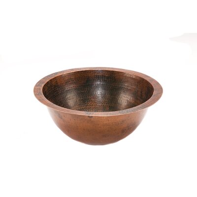 Premier Copper Products LR14FDB Small Round Hammered Copper Under Counter Sink